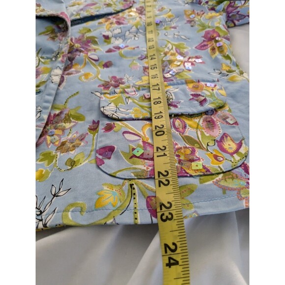 REDD Jeans Jacket Women's Sz 8 Blue Floral Iridescent Sequins Y2K Vtg Colorful - Picture 13 of 13